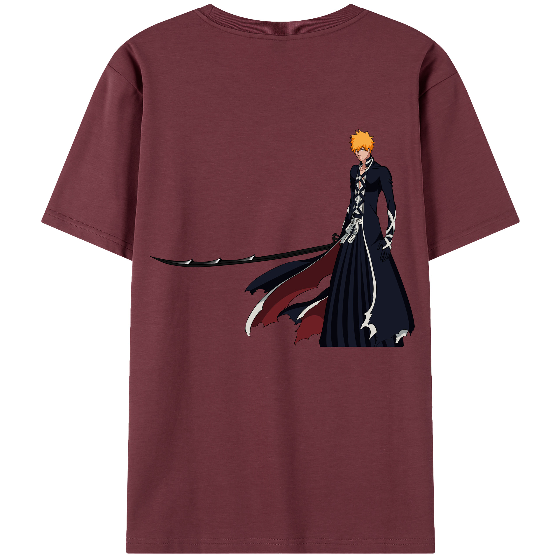 （画像用） ブリーチ 黒崎一護（くろさき いちご）BLEACH Kurosaki Ichigo 綿100％半袖Tシャツ（背面プリント）